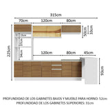 Combo completo de Cocina Madesa Glamy 315cm BM 01