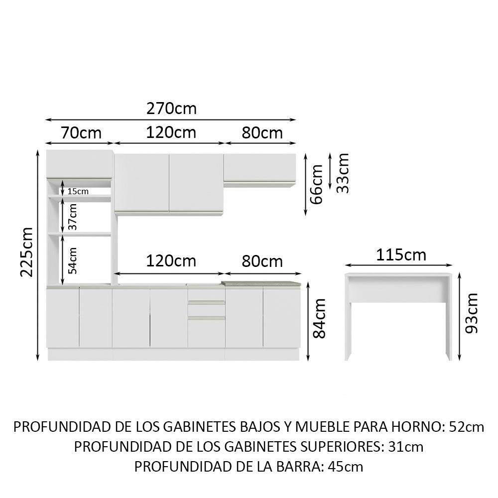 Combo completo de Cocina Madesa Glamy 315cm BB 02