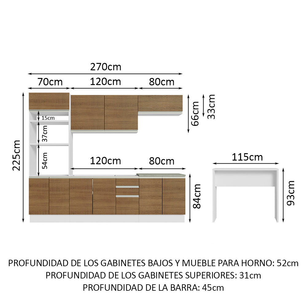 Combo completo de Cocina Madesa Glamy 315cm BM 02