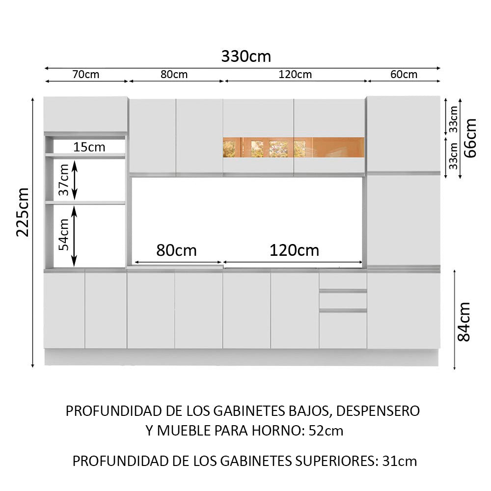 Combo completo de Cocina Madesa 330cm OlimBacha 02