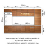 Combo completo de Cocina Madesa 330cm OlimBacha 02 - Blanco/Marrón