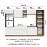 Combo completo de Cocina 330cm Marrón/Blanco Glamy Madesa 03