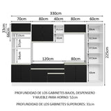 Combo completo de Cocina Madesa Glamy 330cm Blanco/Negro 03