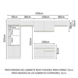 Combo completo de Cocina Madesa 350cm Glamy 01 - Blanco