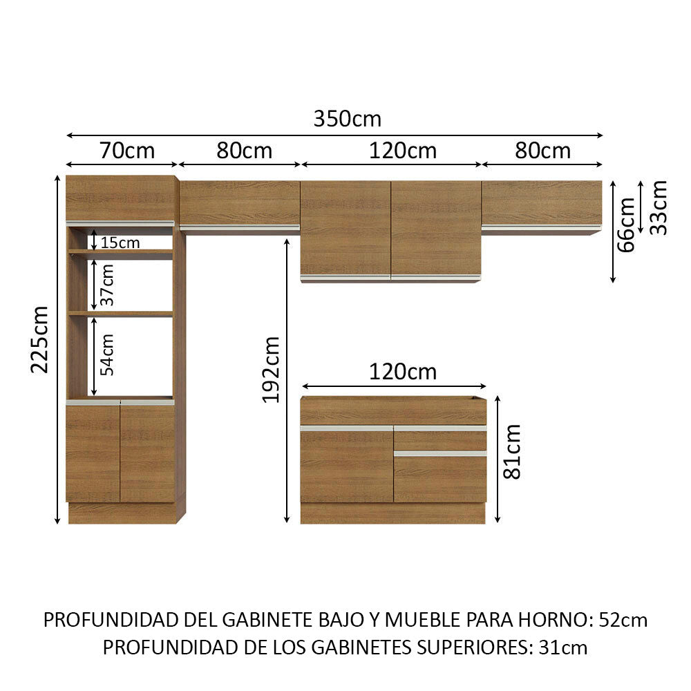 Combo completo de Cocina 350cm Marrón Glamy Madesa 01