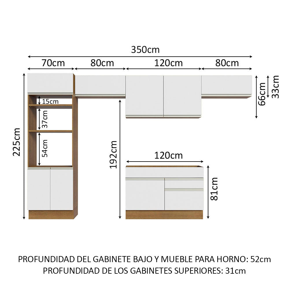 Combo completo de Cocina Madesa Glamy 350cm Blanco/Negro 01