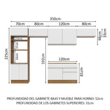 Combo completo de Cocina Madesa Glamy 350cm Blanco/Negro 01