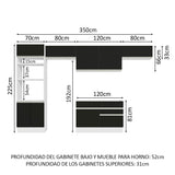 Combo completo de Cocina Madesa Glamy 350cm Marrón/Negro 01