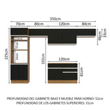 Combo completo de Cocina Madesa Glamy 350cm Marrón/Negro 01