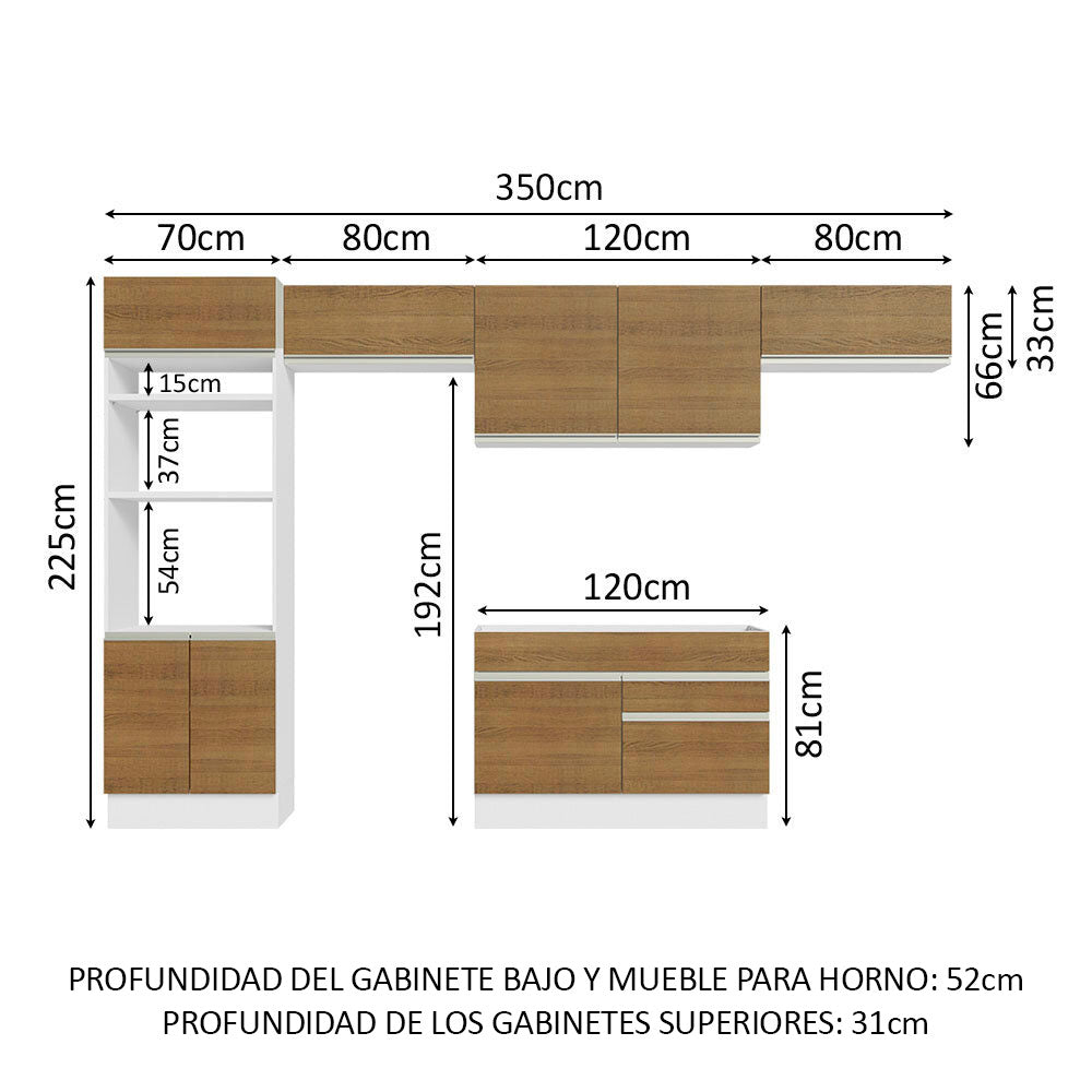 Combo completo de Cocina Madesa 350cm Glamy 01 - Blanco