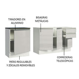 Combo con 2 Bajos Mesadas de Cocina Madesa Acordes 100% MDF (Sin Mesada y Bacha) Frentes Blanco Brillante