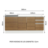 Combo con 2 Bajos Mesadas de Cocina Madesa Acordes 100% MDF (Sin Mesada y Bacha) Blanco/Marrón
