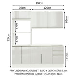 Cocina Compacta 100% MDF 190cm Puetas Blanco Brillante Acordes Madesa 01