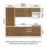 Combo Completo de Cocina 100% MDF 240 cm Blanco/Marrón Acordes Madesa 01