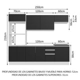 Combo Completo de Cocina 100% MDF 250 cm Blanco/Negro Acordes Madesa 03
