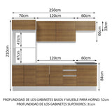 Combo Completo de Cocina 100% MDF 250 cm Blanco/Marrón Acordes Madesa 03