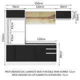 Combo Completo de Cocina 100% MDF 250 cm Blanco/Negro Acordes Madesa 04