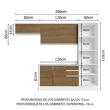 Combo Completo de Cocina 260 cm 100% MDF Blanco/Marrón Acordes Madesa 04