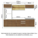Combo Completo de Cocina 100% MDF 270 cm Blanco/Marrón Acordes Madesa 07