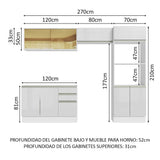 Combo Completo de Cocina 100% MDF 270 cm Frentes Blanco Brillante Acordes Madesa 08