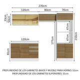 Combo Completo de Cocina 100% MDF 270 cm Blanco/Marrón Acordes Madesa 08