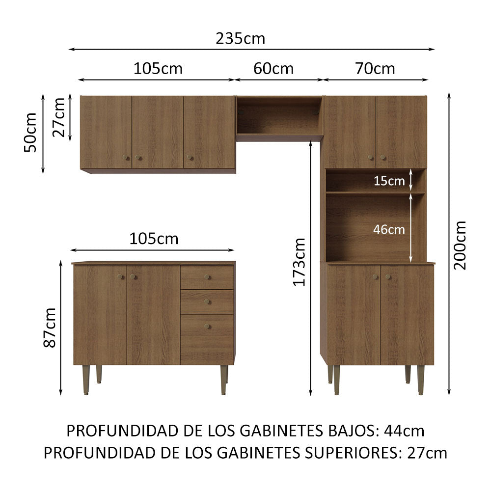 Combo completo de Cocina Madesa Gourmet 235cm MM 01