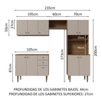 Combo completo de Cocina 235 cm 10 Puertas 2 Cajones Marrón/Crema Gourmet Madesa