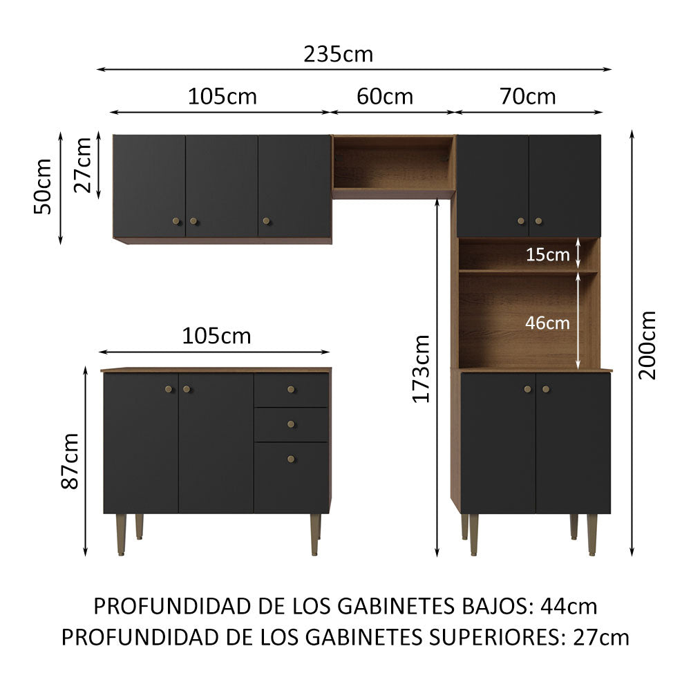Combo completo de Cocina Madesa Gourmet 235cm MN 01