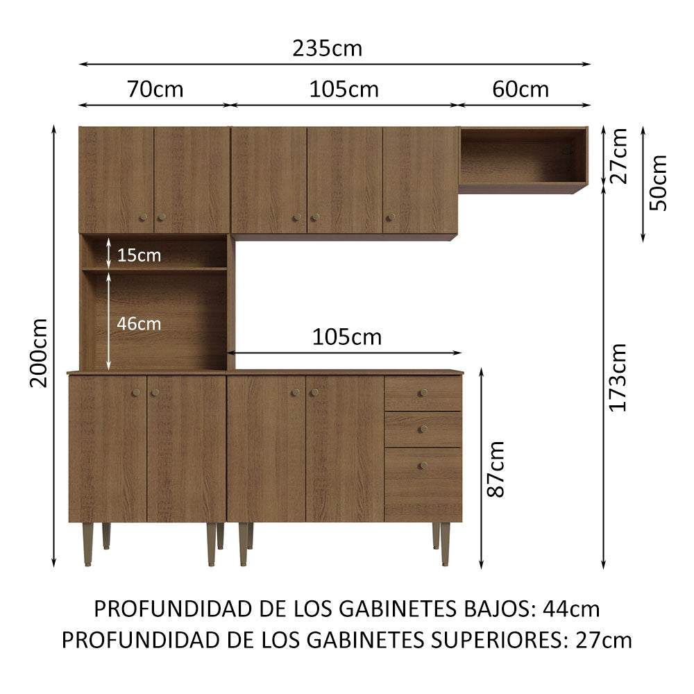 Combo completo de Cocina Madesa Gourmet 235cm MM 01