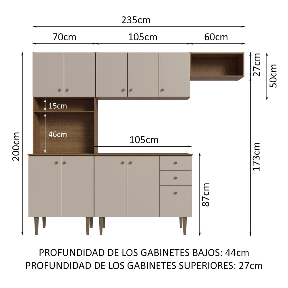 Combo completo de Cocina Madesa Gourmet 235cm MC 02