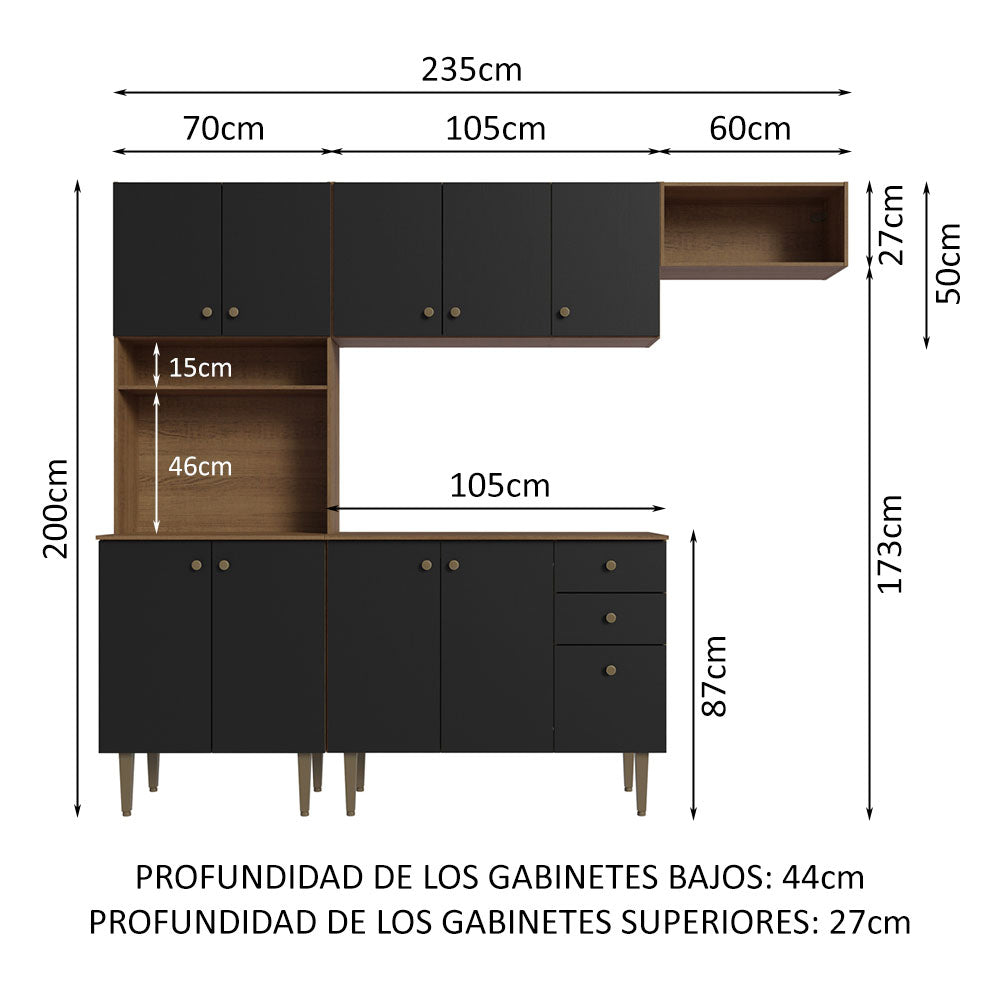 Combo completo de Cocina Madesa Gourmet 235cm MN 02