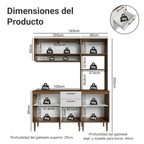 Cocina Compacta 165 cm 7 Puertas 2 Cajones Marrón/Blanco Lille Madesa
