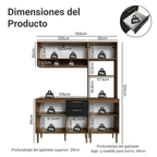Cocina Compacta 165 cm 7 Puertas 2 Cajones Marrón/Negro Lille Madesa