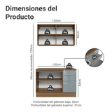 Cocina Compacta 120 cm Marrón/Gris Lux Madesa 01
