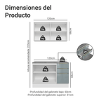 Cocina Compacta 120 cm 4 Puertas 3 Cajones Blanco/Gris Lux Madesa