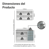 Cocina Compacta 120 x 60 cm Blanco/Gris Lux Madesa 02