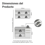 Cocina Compacta 120 x 60 cm Blanco/Blanco Aterciopelado Lux Madesa 02