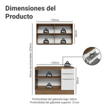 Cocina Compacta 120 x 60 cm Marrón/Blanco Aterciopelado Lux Madesa 02