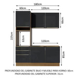 Combo de Cocina Compacta 180cm Marrón/Negro Lux Madesa 01