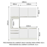 Cocina Compacta 180 x 60 cm Blanco/Blanco Aterciopelado Lux Madesa 01