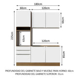 Cocina Compacta 180 x 60 cm Marrón/Blanco Aterciopelado Lux Madesa 01