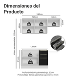 Cocina Compacta 180 cm Blanco/Negro Lux Madesa 02
