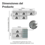Cocina Compacta 180 cm 5 Puertas 3 Cajones Sin Mesada Blanco/Gris Lux Madesa