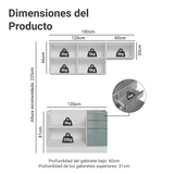 Cocina Compacta 180 x 60 cm Blanco/Gris Lux Madesa 03