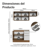 Cocina Compacta 180 x 60 cm Marrón/Blanco Aterciopelado Lux Madesa 03