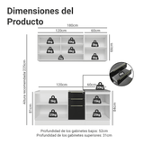 Cocina Compacta 180 cm Blanco/Negro Lux Madesa 04
