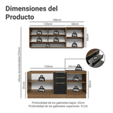 Cocina Compacta 180 cm Marrón/Negro Lux Madesa 04