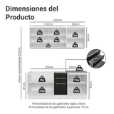 Cocina Compacta 180 x 60 cm Blanco/Negro Lux Madesa 05