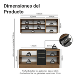 Cocina Compacta 180 x 60 cm Marrón/Negro Lux Madesa 05