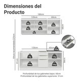 Cocina Compacta 180 x 60 cm Blanco/Blanco Aterciopelado Lux Madesa 05